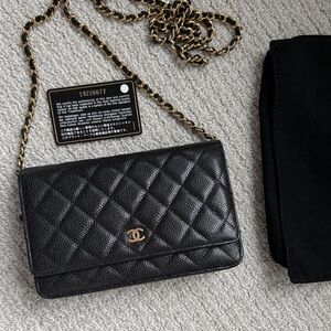 Authentic Chanel Wallet on Chain Caviar Black GHW